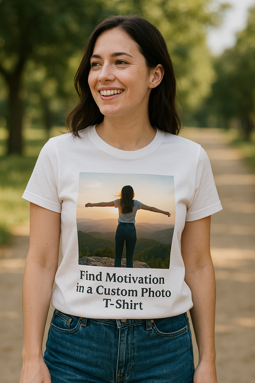 Close-up of personalized photo t-shirt symbolizing motivation and inspiration