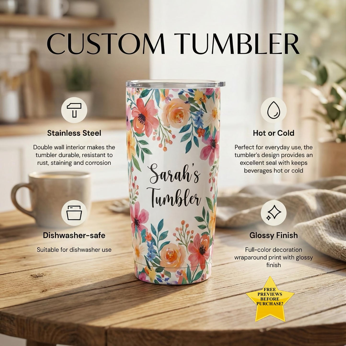 Custom Photo Insulated Tumblers (10oz & 20oz)