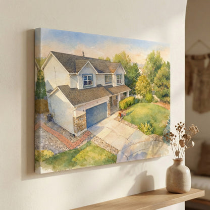 Custom Home Watercolor Canvases for Realtors