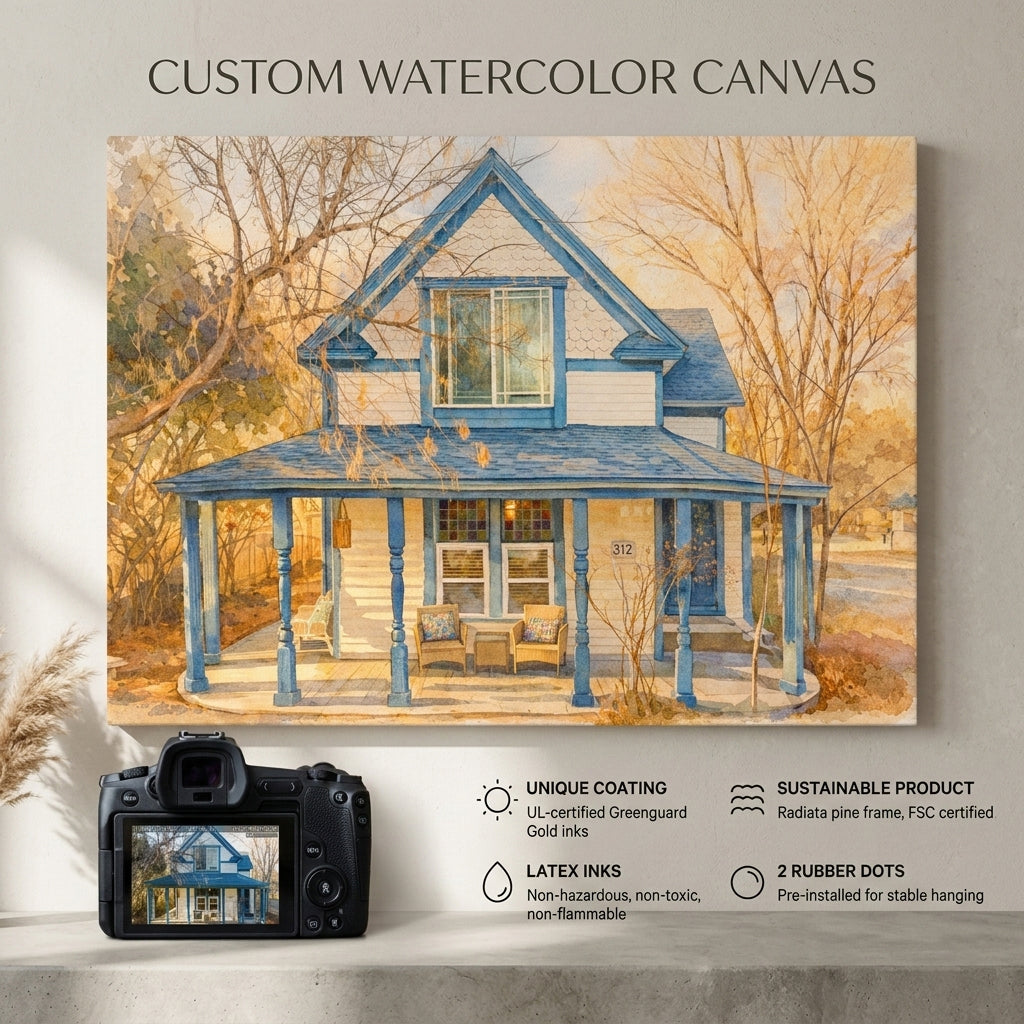 Custom Home Watercolor Canvases for Realtors
