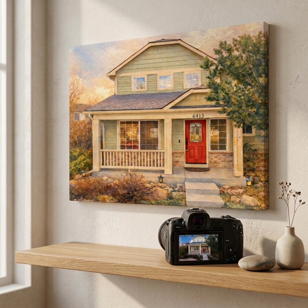 Custom Home Watercolor Canvases for Realtors