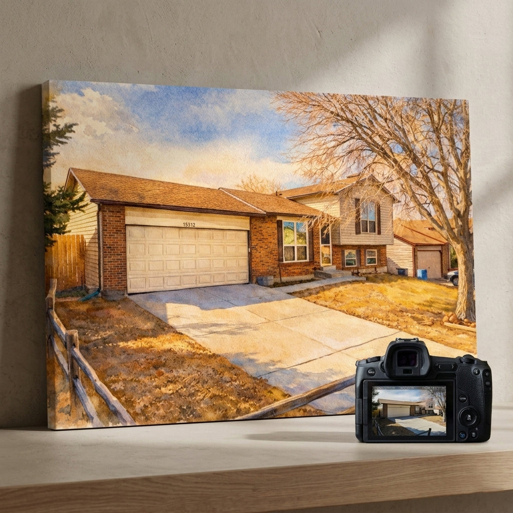 Custom Home Watercolor Canvases for Realtors