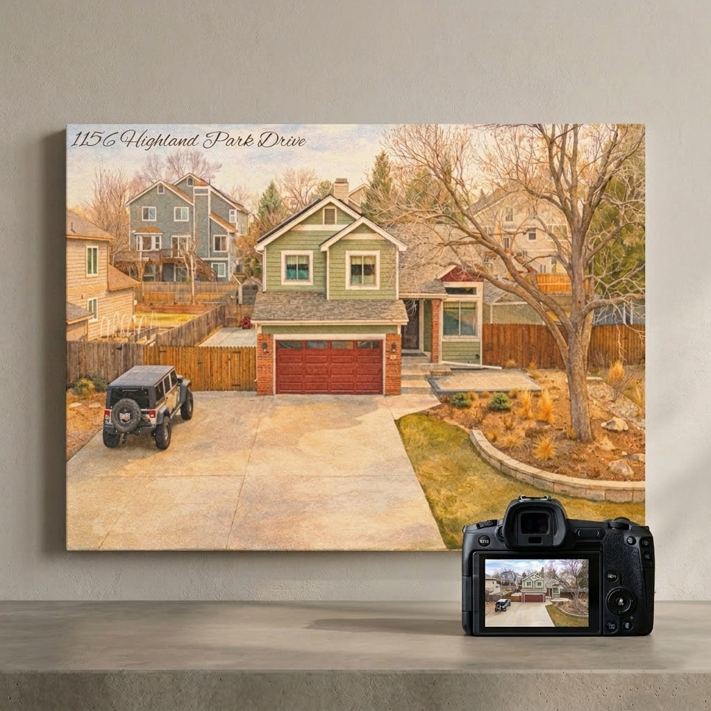 Custom Home Watercolor Canvases for Realtors